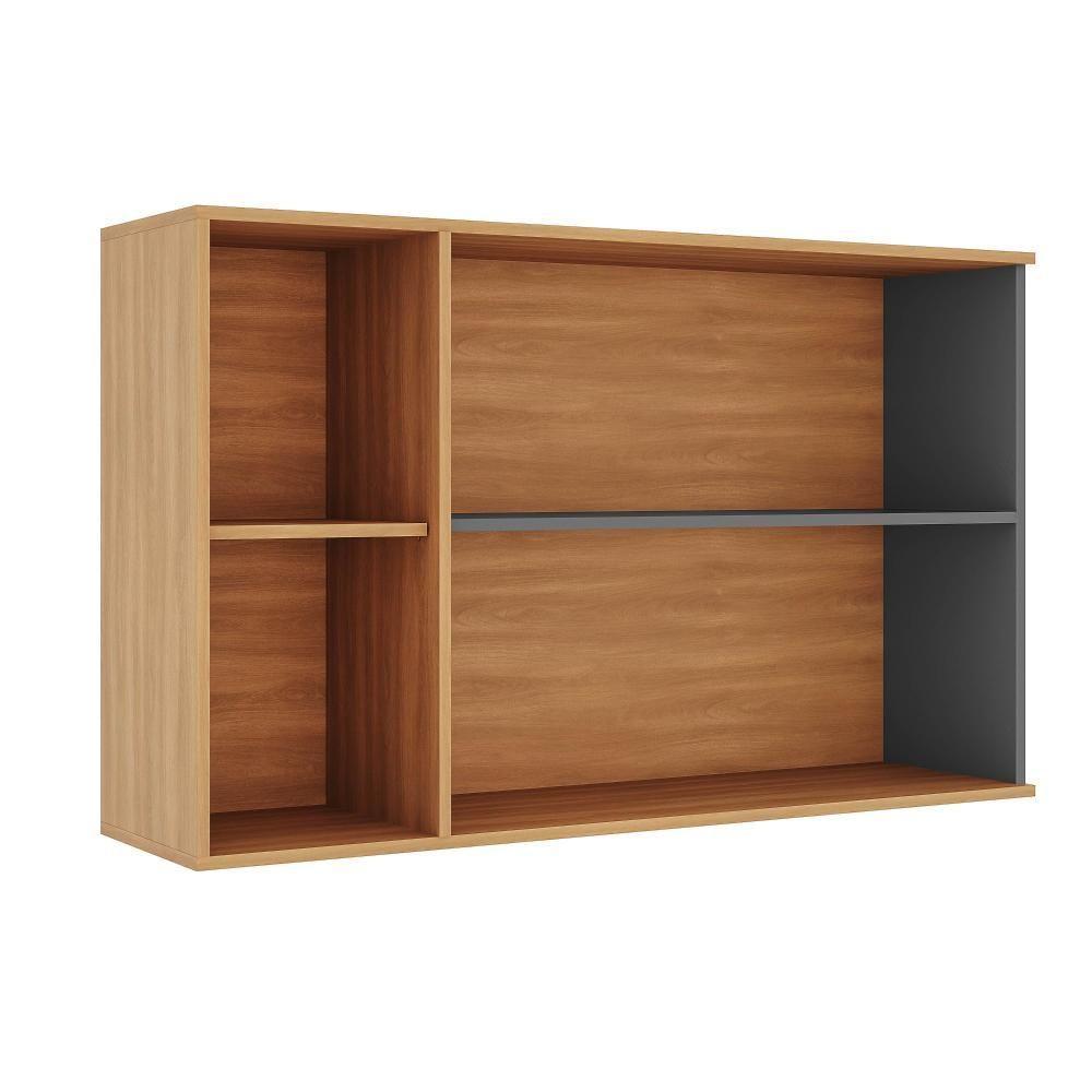 Armário Aéreo Castanha 1200mm Com 2 Portas Ripadas - Freijó E Cinza - 4