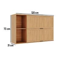 Armário Aéreo Castanha 1200mm Com 2 Portas Ripadas - Freijó E Cinza - 3