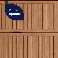 Armário Aéreo Castanha 1200mm Com 2 Portas Ripadas - Freijó E Cinza - 6