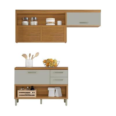 Cozinha Compacta 100% Mdf 2 Peças Princesa Freijó/off White Nesher Freijó/off White
