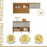 Cozinha Compacta 100% Mdf 2 Peças Princesa Freijó/off White Nesher Freijó/off White - 3
