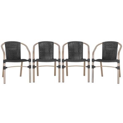 04 Cadeiras Floripa Aluminio Pintura Fendi Trama Original Preto