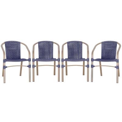 04 Cadeiras Floripa Aluminio Pintura Fendi Trama Original Azul