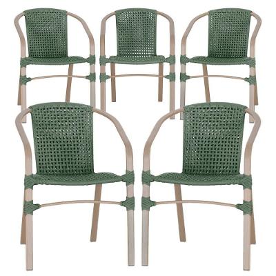 05 Cadeiras Floripa Aluminio Pintura Fendi Trama Original Verde
