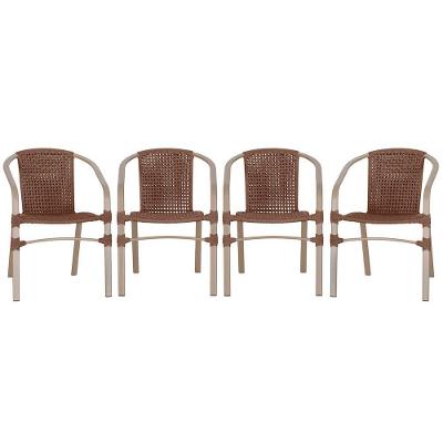 04 Cadeiras Floripa Aluminio Pintura Fendi Trama Original Marrom