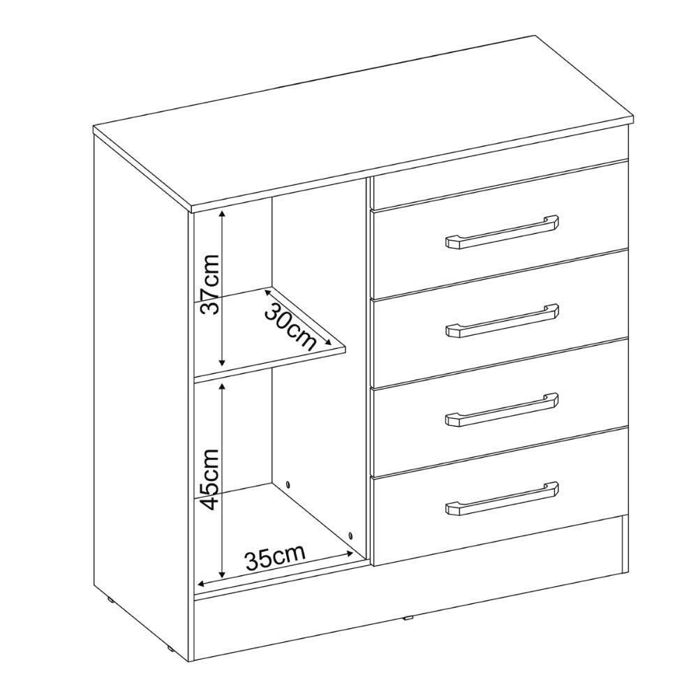 Cômoda 4 Gavetas 1 Porta Montevideu Amendola Touch Demóbile Amendola Touch - 6