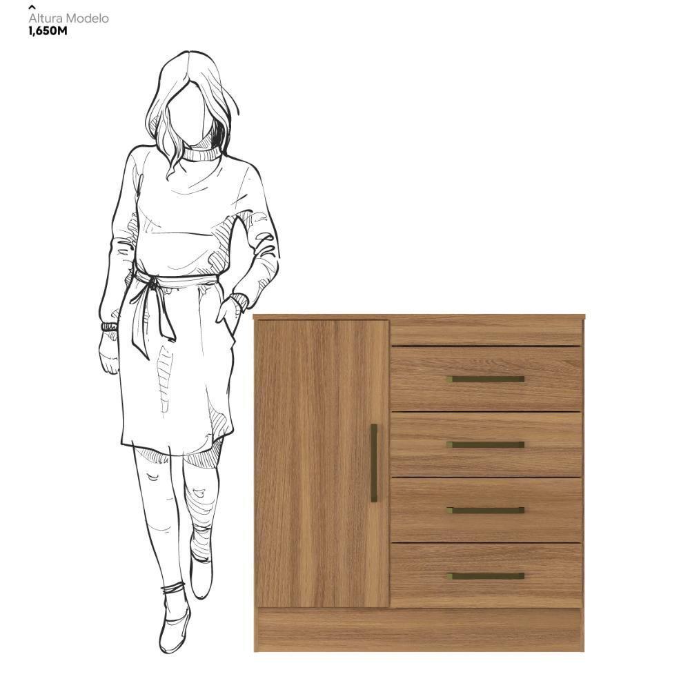 Cômoda 4 Gavetas 1 Porta Montevideu Amendola Touch Demóbile Amendola Touch - 7
