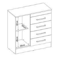 Cômoda 4 Gavetas 1 Porta Montevideu Amendola Touch Demóbile Amendola Touch - 6