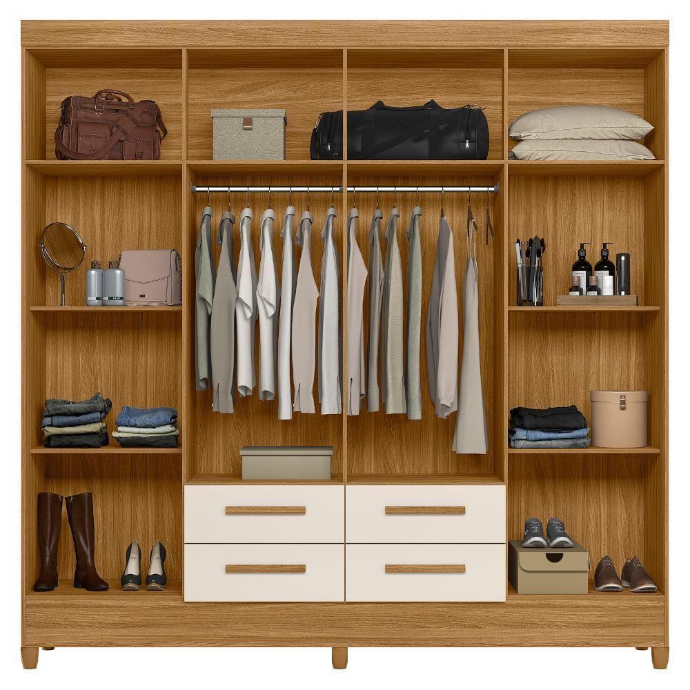 Guarda Roupas Casal 8 Portas 4 Gavetas Flórida Freijó/off White Moval  - 3