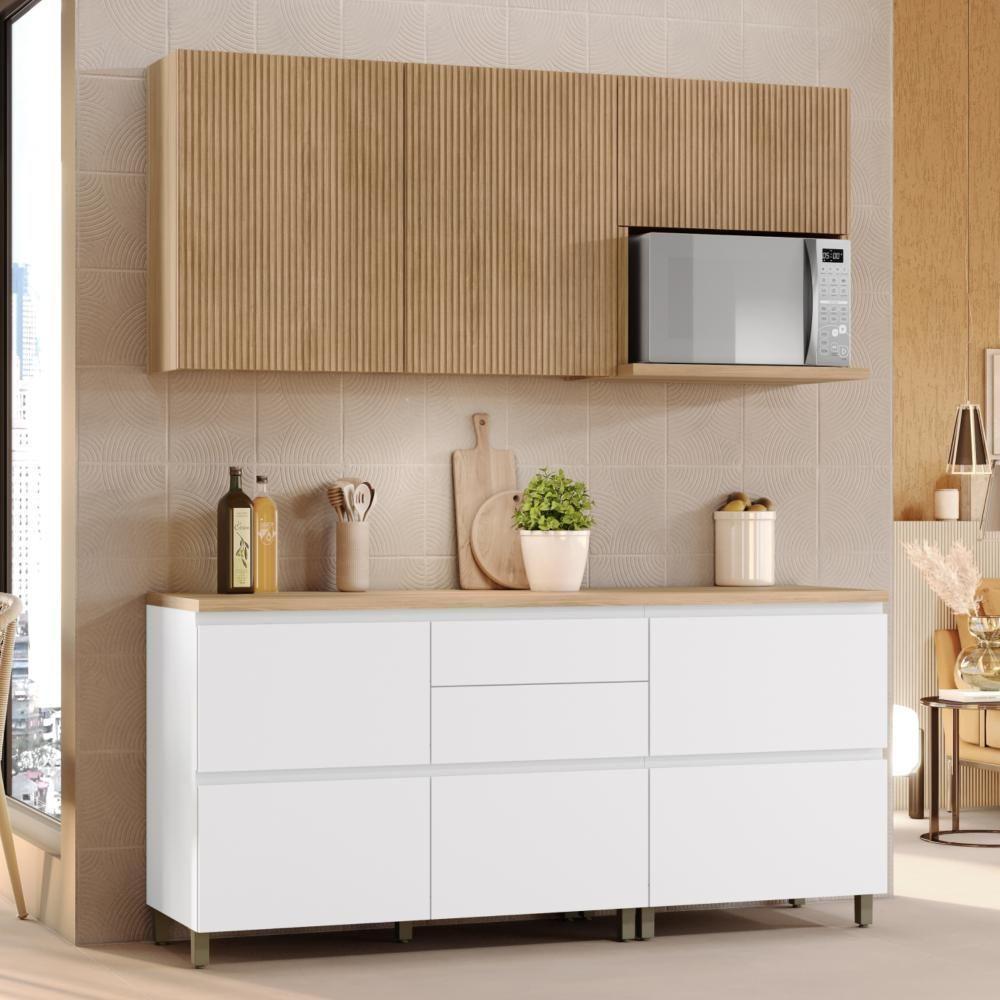 Cozinha Completa 5 Portas E 5 Gavetas 100% Mdf Rainha Branco/nature Nesher Branco/nature - 2