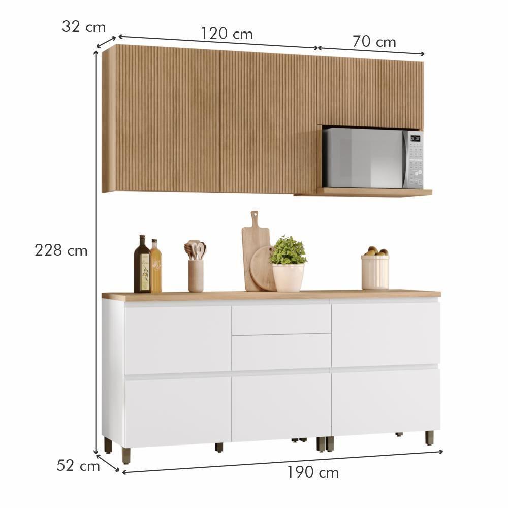 Cozinha Completa 5 Portas E 5 Gavetas 100% Mdf Rainha Branco/nature Nesher Branco/nature - 4