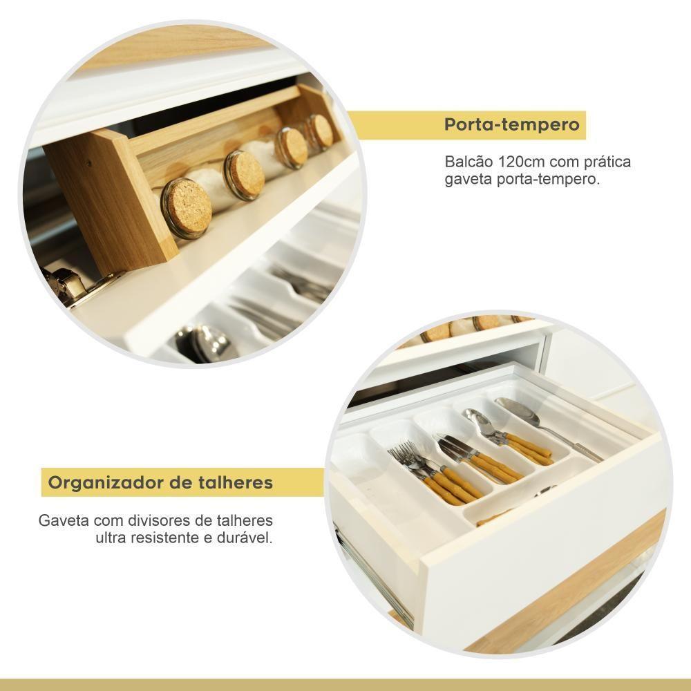 Cozinha Completa 5 Portas E 5 Gavetas 100% Mdf Rainha Branco/nature Nesher Branco/nature - 6