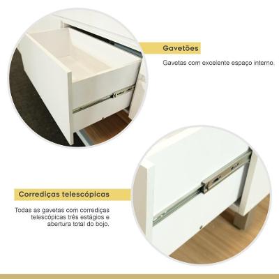 Cozinha Completa 5 Portas E 5 Gavetas 100% Mdf Rainha Branco/nature Nesher Branco/nature