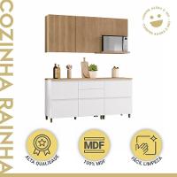 Cozinha Completa 5 Portas E 5 Gavetas 100% Mdf Rainha Branco/nature Nesher Branco/nature - 3