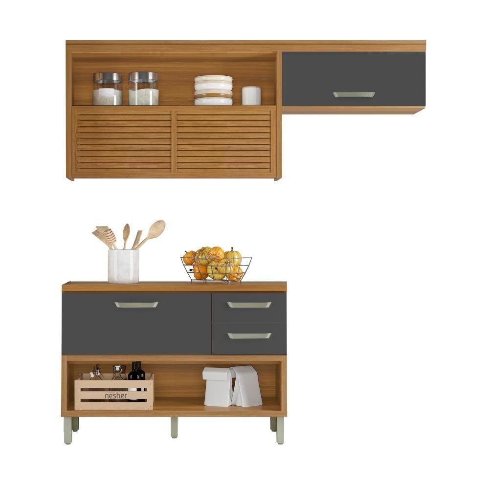 Cozinha Compacta 100% Mdf 2 Peças Princesa Freijó/grafite Nesher Freijó/grafite - 1
