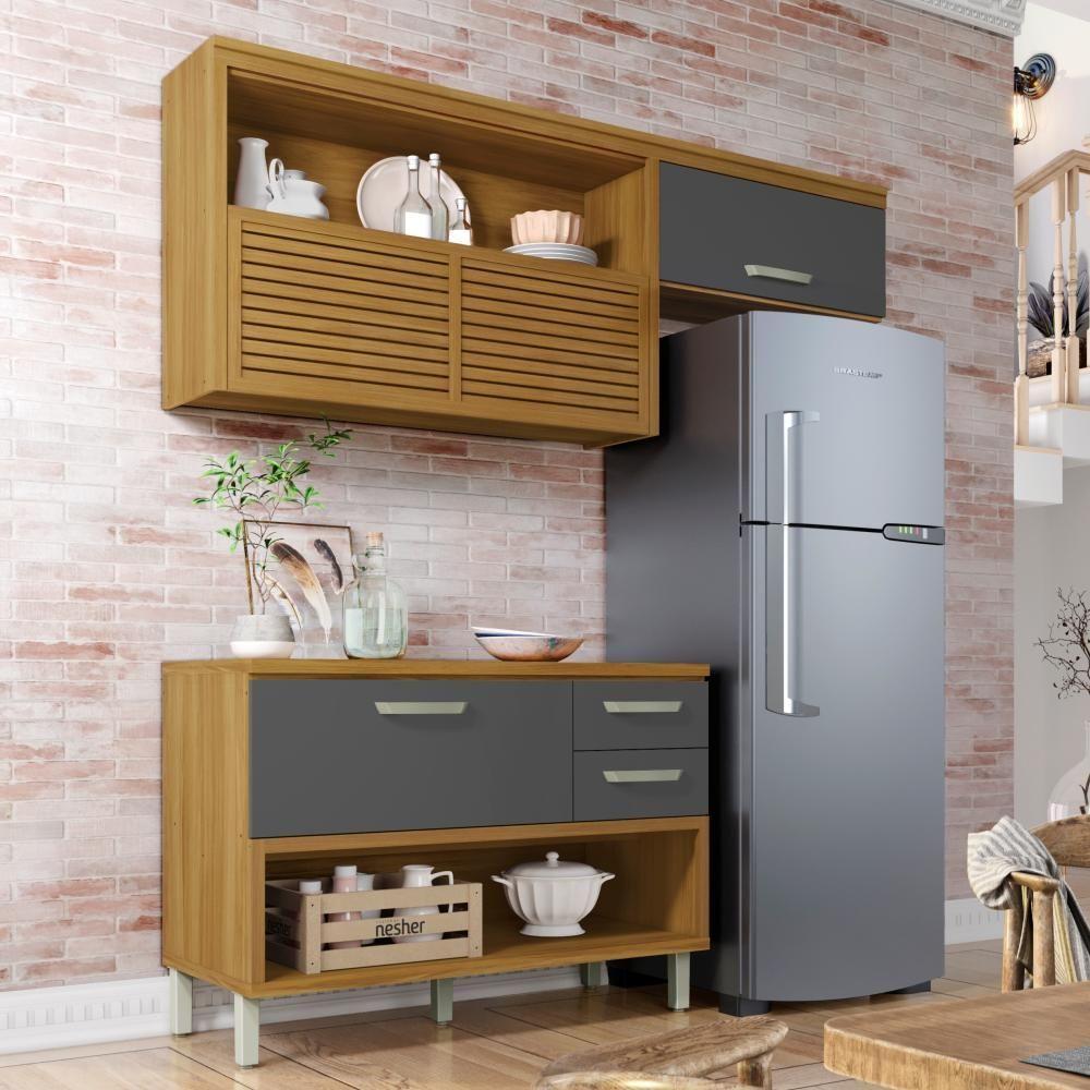 Cozinha Compacta 100% Mdf 2 Peças Princesa Freijó/grafite Nesher Freijó/grafite - 2