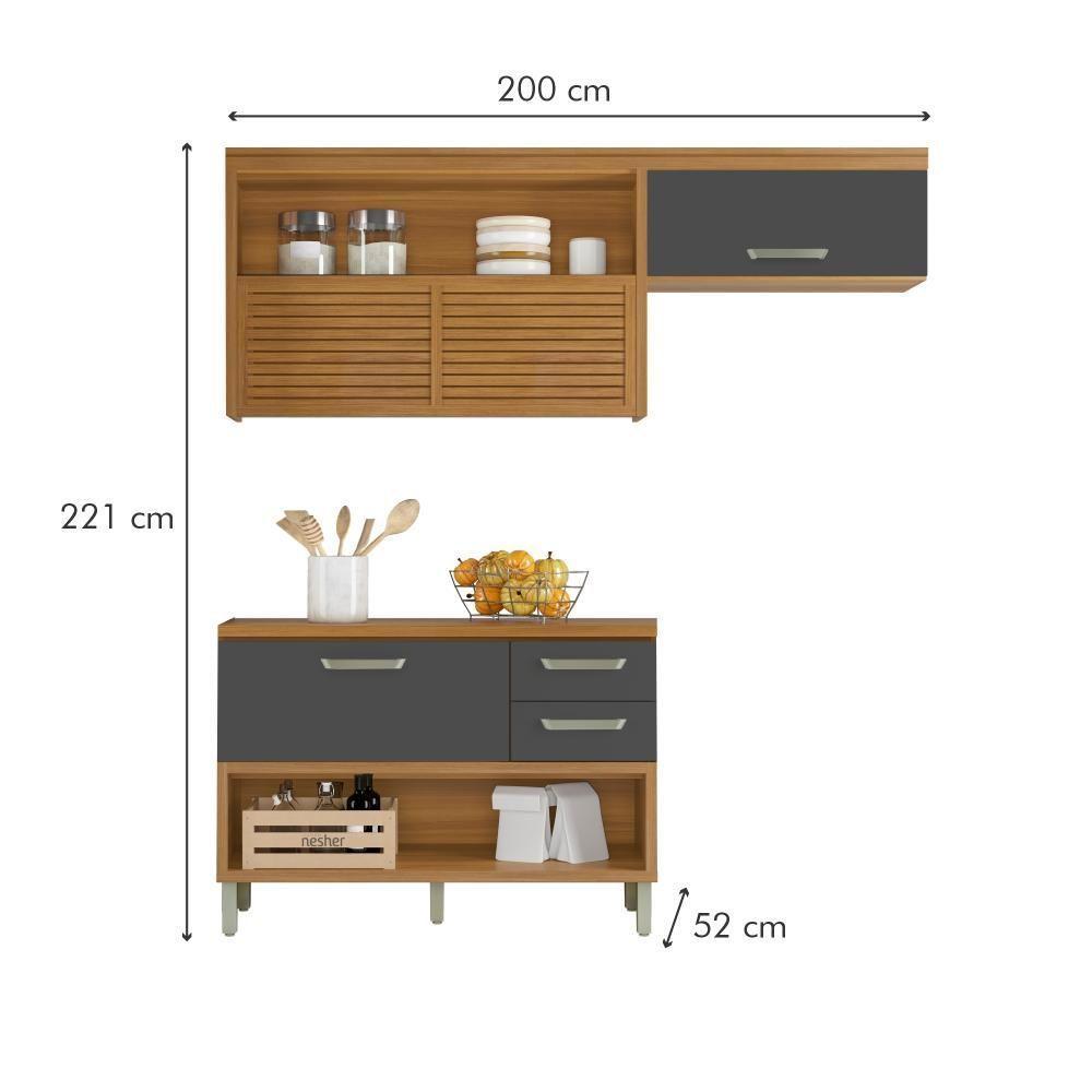 Cozinha Compacta 100% Mdf 2 Peças Princesa Freijó/grafite Nesher Freijó/grafite - 4