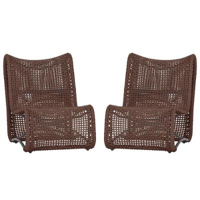 2 Cadeiras Poltronas Texas Corda Náutica Varanda Jardim Marrom