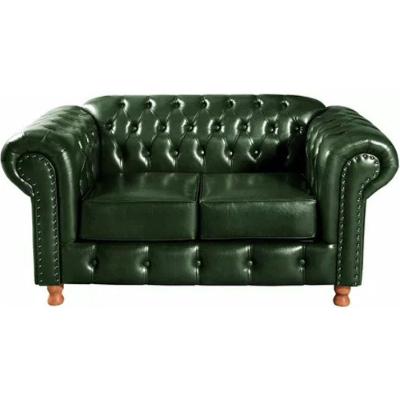 Sofá Chesterfield 2 Lugares Luís Xv Vintage Retrô Capitonê Couro Verde