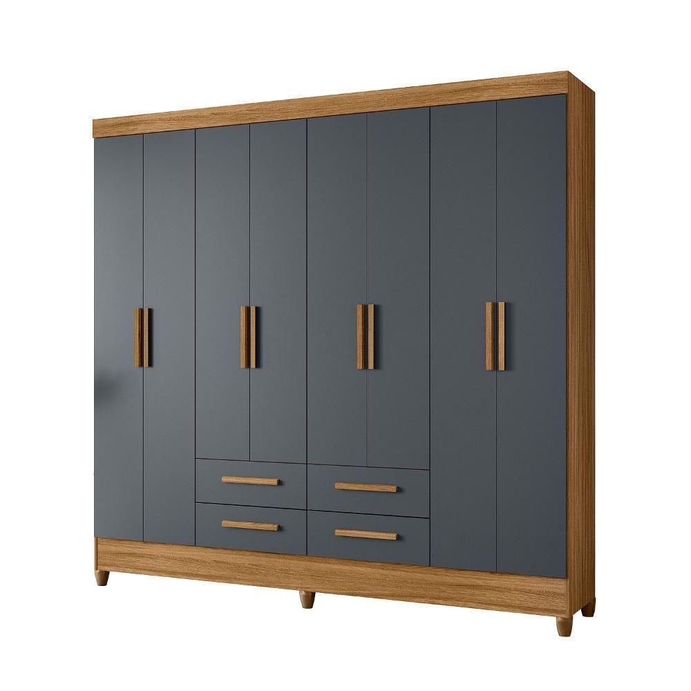 Guarda Roupas Casal 8 Portas 4 Gavetas Flórida Freijó/cinza Moval - 1