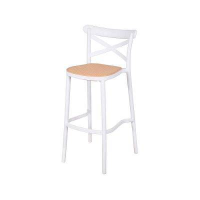 Banqueta Or-6671 Em Pp Simulando Palha No Assento Or Design Branco