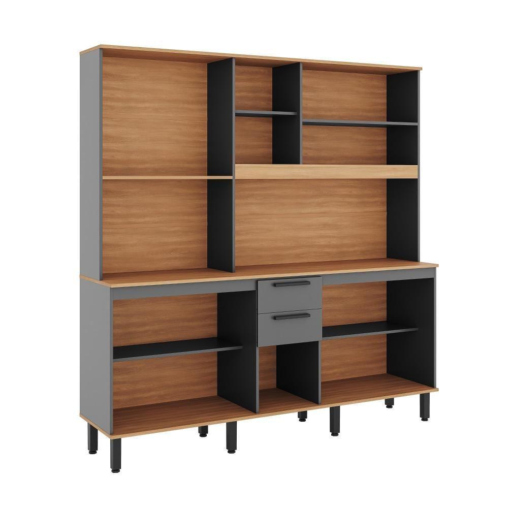 Armário De Cozinha Kit Compacto Castanha 1900mm 9 Portas 2 Gavetas - Cinza/freijó - 4