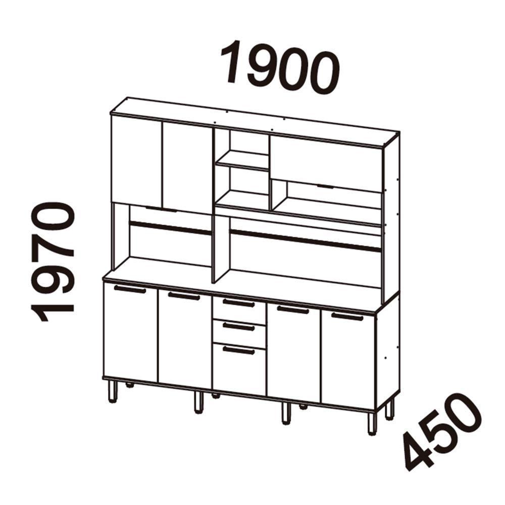 Armário De Cozinha Kit Compacto Castanha 1900mm 9 Portas 2 Gavetas - Cinza/freijó - 5