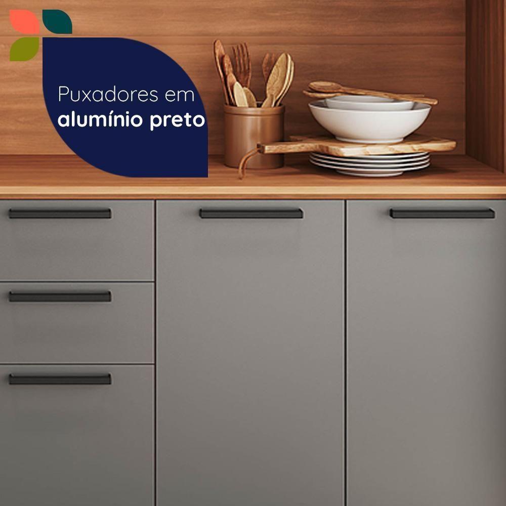 Armário De Cozinha Kit Compacto Castanha 1900mm 9 Portas 2 Gavetas - Cinza/freijó - 8