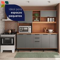 Armário De Cozinha Kit Compacto Castanha 1900mm 9 Portas 2 Gavetas - Cinza/freijó - 7