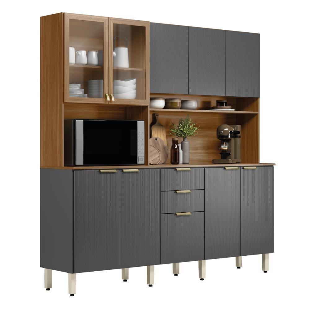 Cozinha Compacta Amora 10 Portas 2 Gavetas Amora Amendola/grafito Prime Tx Demobile Amendola/grafito Prime Tx - 1