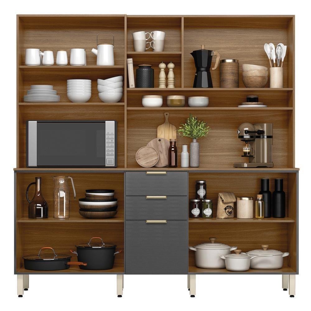 Cozinha Compacta Amora 10 Portas 2 Gavetas Amora Amendola/grafito Prime Tx Demobile Amendola/grafito Prime Tx - 3