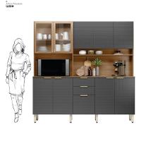 Cozinha Compacta Amora 10 Portas 2 Gavetas Amora Amendola/grafito Prime Tx Demobile Amendola/grafito Prime Tx - 2