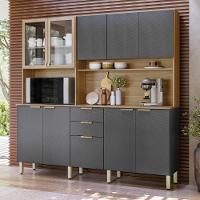 Cozinha Compacta Amora 10 Portas 2 Gavetas Amora Amendola/grafito Prime Tx Demobile Amendola/grafito Prime Tx