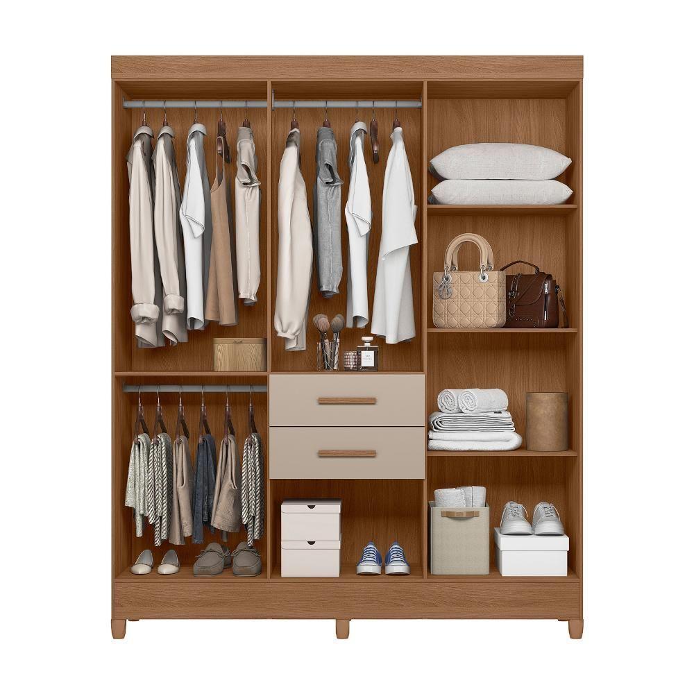 Guarda Roupas Casal Ripado 7 Portas 2 Gavetas Malta Carvalho/fendi Moval - 3