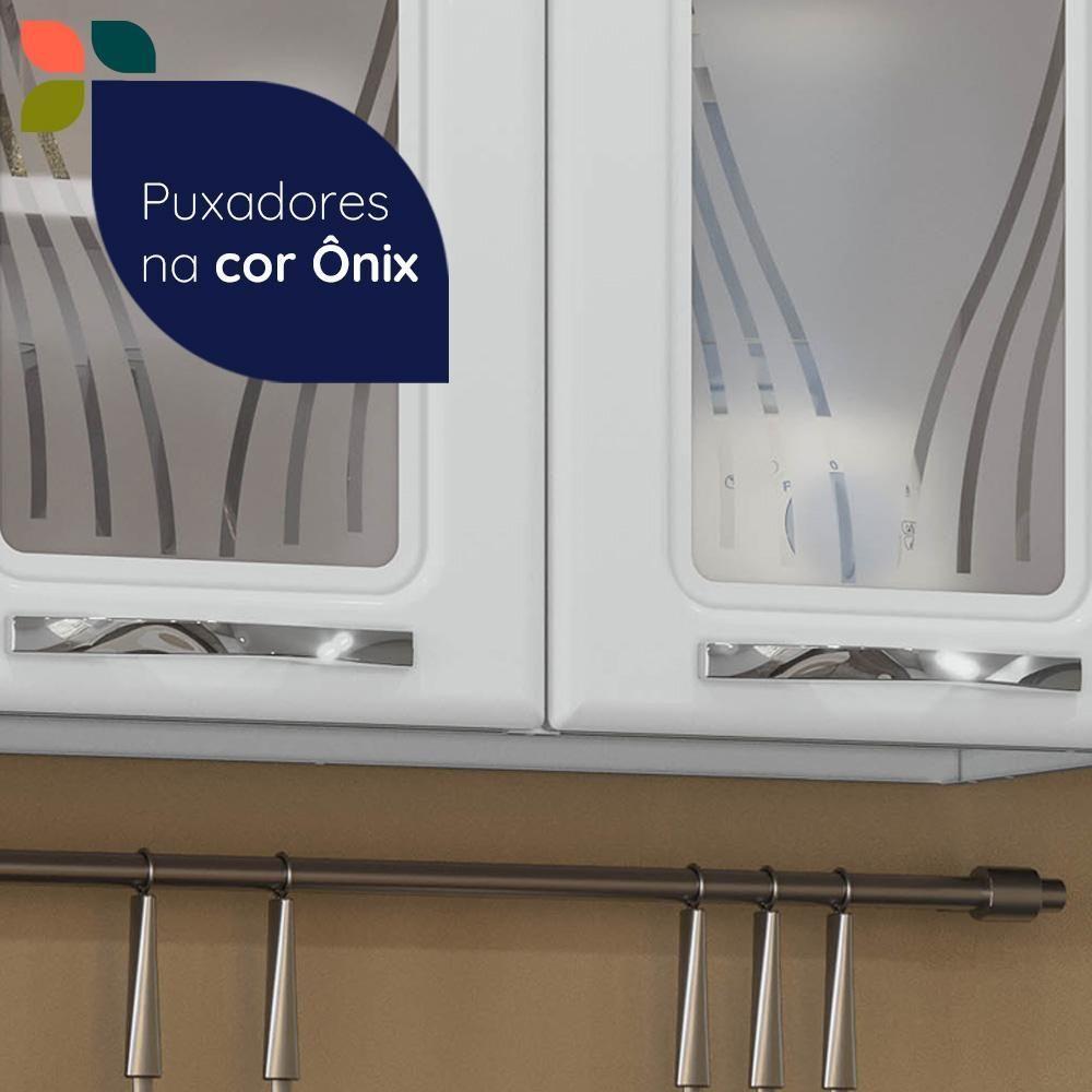 Armário De Cozinha De Aço Aéreo Duplo Star Com Vidro - Branco Branco - 6