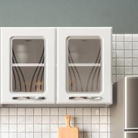 Armário De Cozinha De Aço Aéreo Duplo Star Com Vidro - Branco Branco - 1