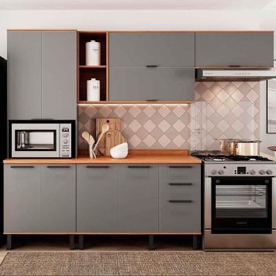 Armário De Cozinha Completa Castanha 2700mm 4 Peças - Cinza/freijó