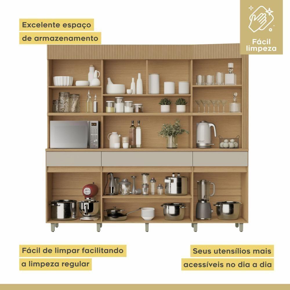 Cozinha Realeza 6 Portas 3 Gavetas 100% Mdf Realeza Carvalho/greige Nesher Carvalho/greige - 4
