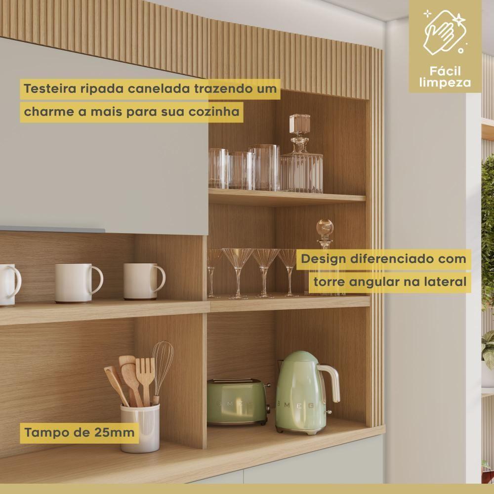 Cozinha Realeza 6 Portas 3 Gavetas 100% Mdf Realeza Carvalho/greige Nesher Carvalho/greige - 6