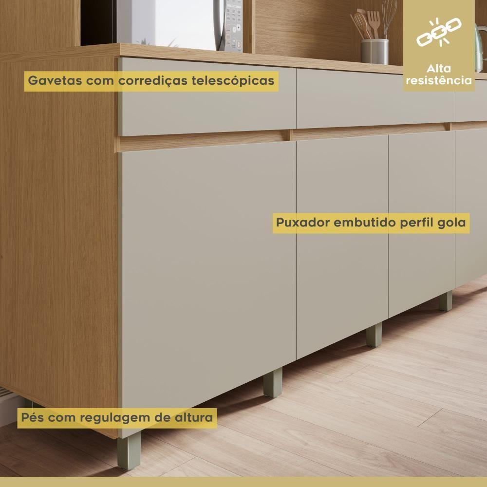 Cozinha Realeza 6 Portas 3 Gavetas 100% Mdf Realeza Carvalho/greige Nesher Carvalho/greige - 10