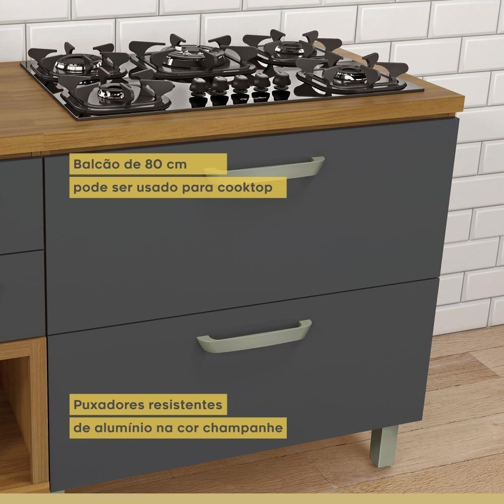 Cozinha Completa 5 Portas 4 Gavetas Ripado 100% Mdf Princesa Freijó/grafite Nesher Freijó/grafite - 8