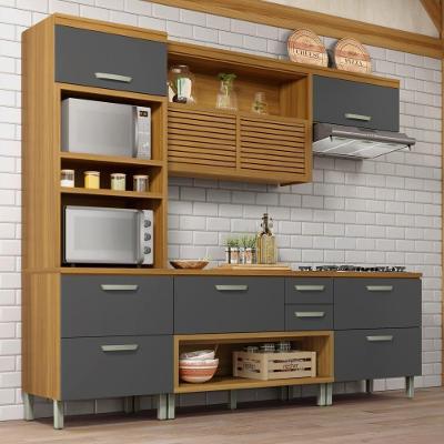 Cozinha Completa Princesa 5 Portas 4 Gavetas MDF Grafite e Freijó