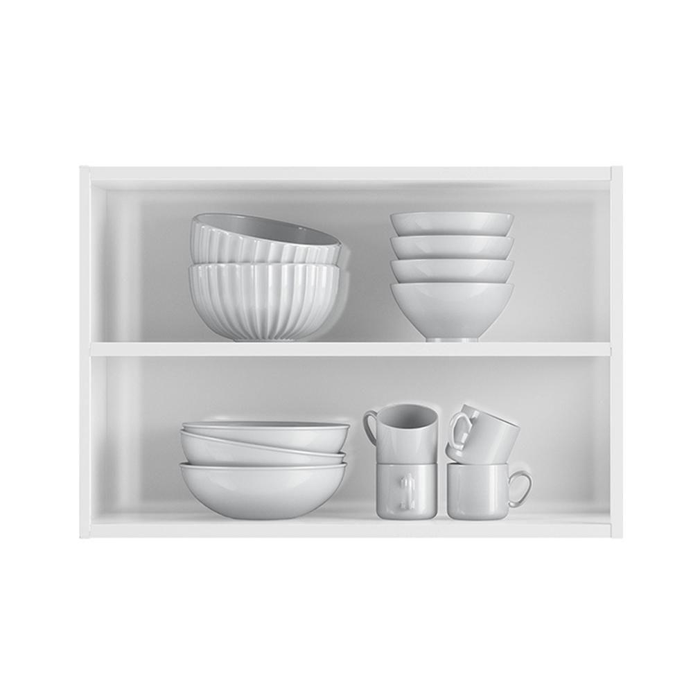 Armário De Cozinha De Aço Aéreo Duplo Star Com Vidro – Branco E Preto Branco Com Preto - 4