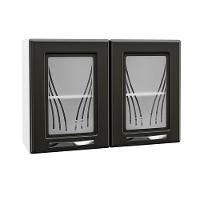 Armário De Cozinha De Aço Aéreo Duplo Star Com Vidro – Branco E Preto Branco Com Preto - 2