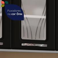 Armário De Cozinha De Aço Aéreo Duplo Star Com Vidro – Branco E Preto Branco Com Preto - 6