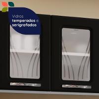 Armário De Cozinha De Aço Aéreo Duplo Star Com Vidro – Branco E Preto Branco Com Preto - 7