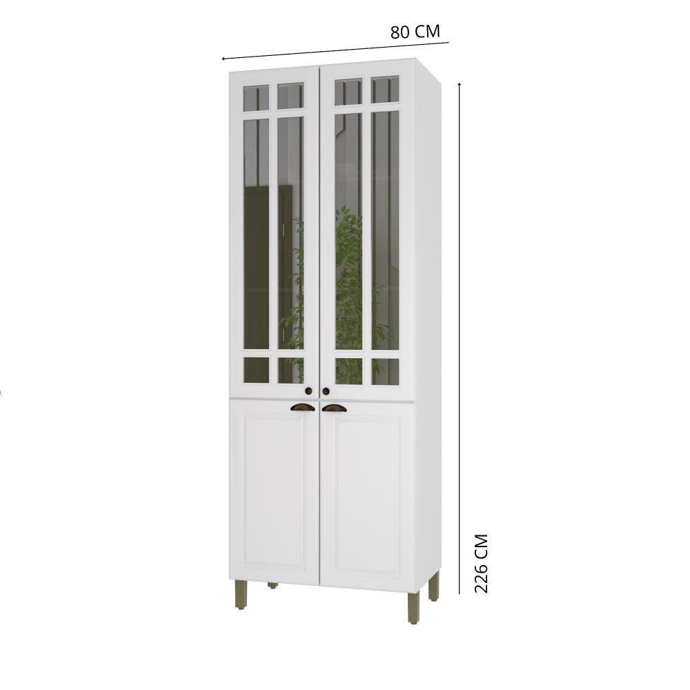 Paneleiro 4 Portas Com Vidros Reflecta Firenze Branco Indekes Branco - 2