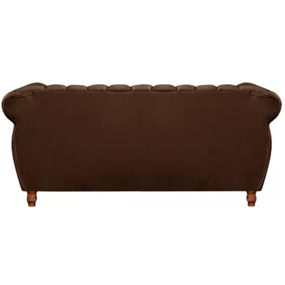 Sofá Chesterfield 3 Lugares Realeza Vintage Retrô Veludo Marrom - 4