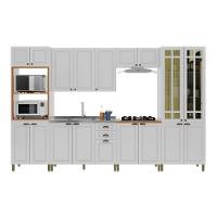 Cozinha Modulada 18 Portas 2 Gavetas Com Vidro Reflecta Firenze Branco Indekes Branco - 1