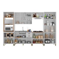 Cozinha Modulada 18 Portas 2 Gavetas Com Vidro Reflecta Firenze Branco Indekes Branco - 4